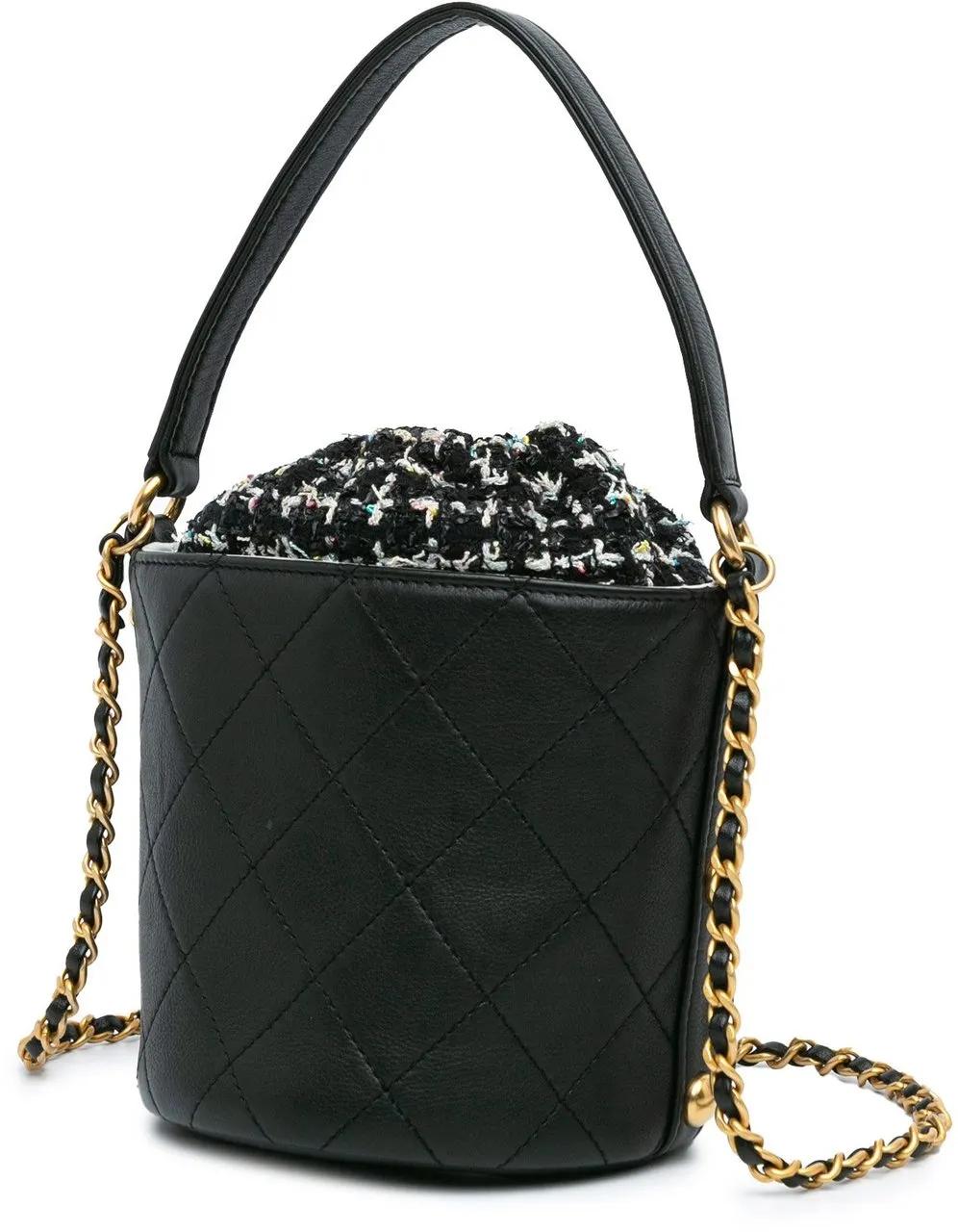 Thumbnail - Chanel Hobo Bags - 2019 Small CC Calfskin and Tweed Drawstring Bucket - Gr. unisize - in Schwarz - für Damen