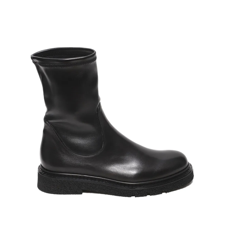 Guglielmo Rotta Bottes Ankle Boot In Stretch Black Nappa Leather Black