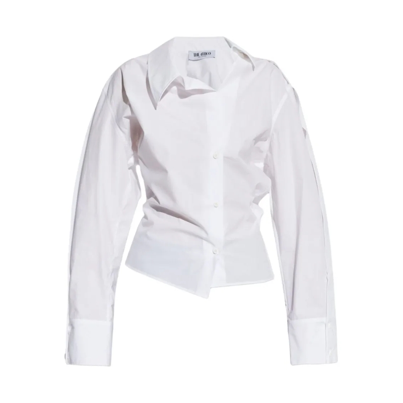 The Attico Overhemd Structured White Shirt With Classic Collar White