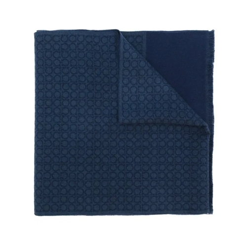 Salvatore Ferragamo Monogram Blue Scarf Blue 