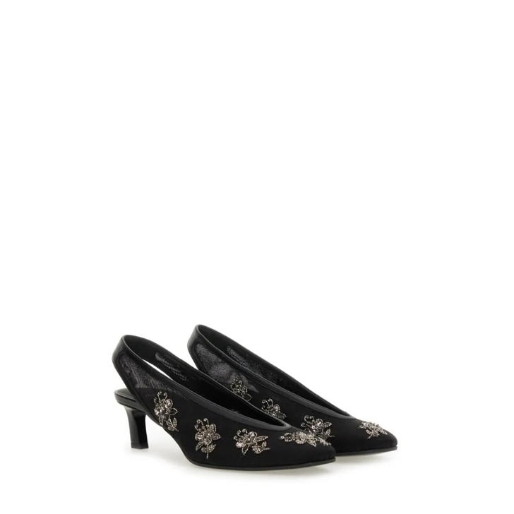 パンプス Fendi Intricate Floral Embroidery Slingback Shoes Fendi Intricate Floral Embroidery Slingback Shoes Black | Pump