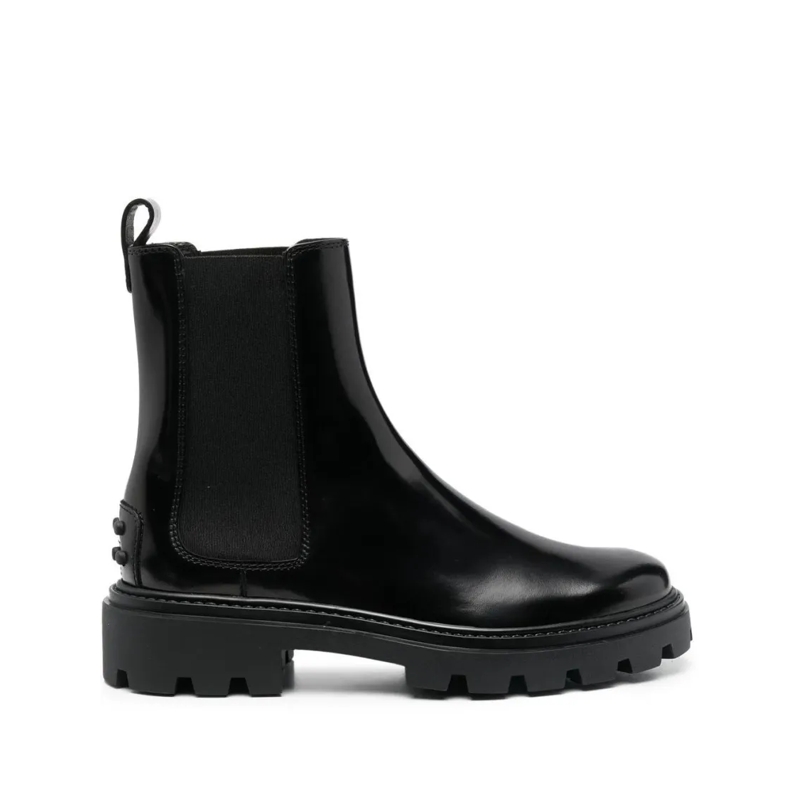 Tod's Bottes Black Ankle Boots With Elastic Side Panels Black