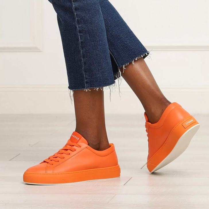 Orange hot sale leather sneakers