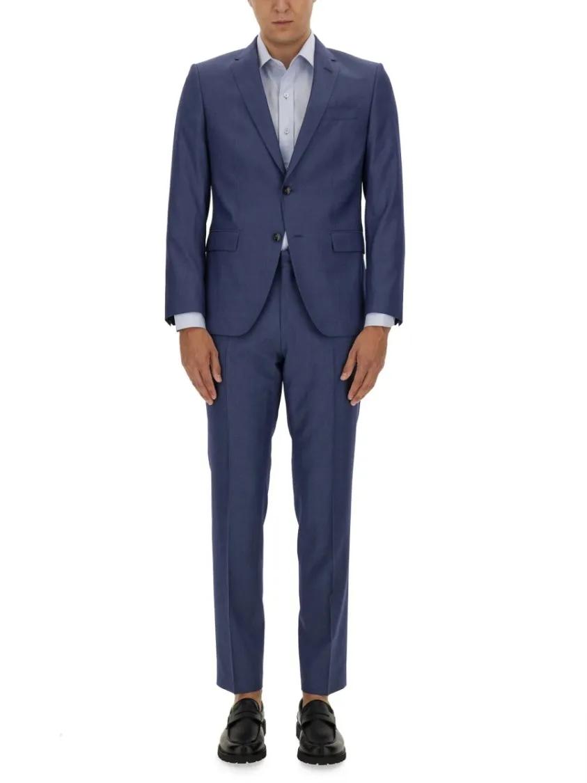 Thumbnail - Boss - Blue Tailored Slim Fit Suit - Größe 50 - blau
