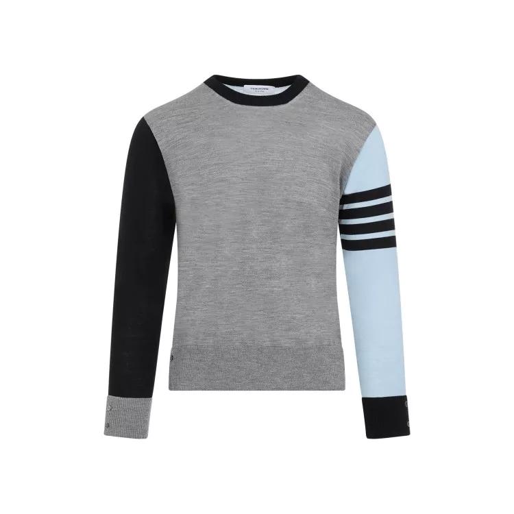 Thom Browne - Fun Mix Classic Crewneck Light Blue Virgin Wool Pu - Größe 2 - multi