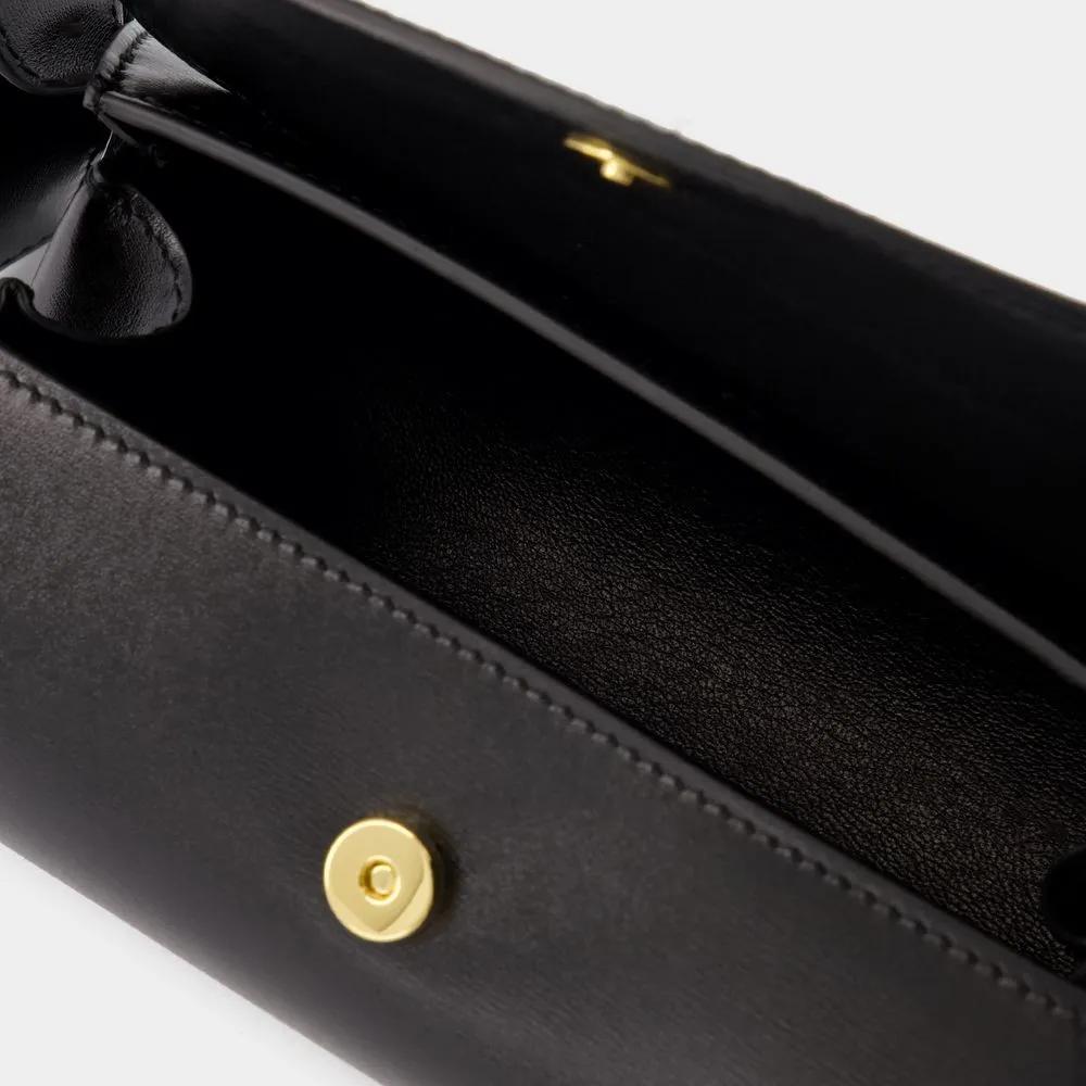 Jil Sander Shoppers Cannolo Mini Purse Leather Black in zwart