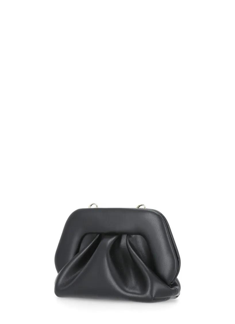 Themoirè Clutches Black Synth Leather Gea Vegan Pochette in zwart