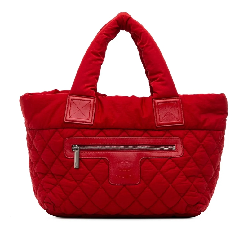 Chanel Shopper Small Quilted Nylon Coco Cocoon Tote rot