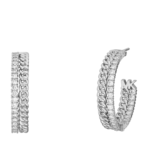 Michael Kors Platinum-Plated Chain Hoop Earrings Silver Hoop