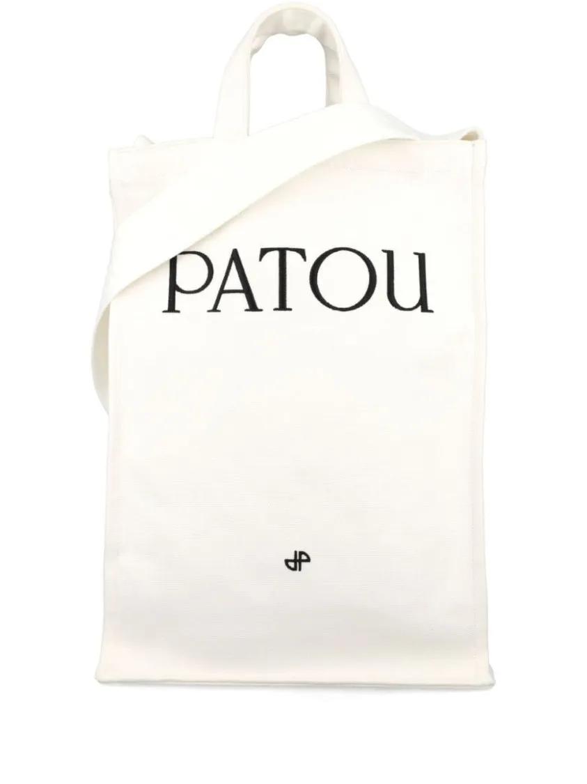 Patou Shopper - Cream White Shoulder Bag With Logo - Gr. unisize - in Beige - für Damen