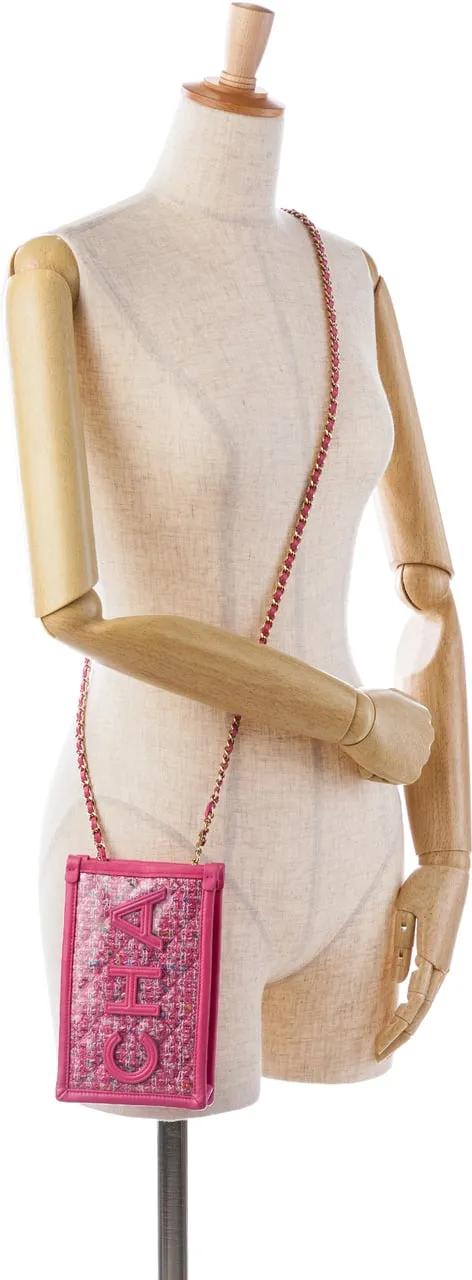 Thumbnail - Chanel Hobo Bags - Tweed and PVC Phone Clutch with Chain - Gr. unisize - in Gold - für Damen