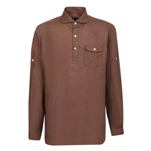 Lardini Brown Linen Shirt Brown 