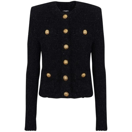 Balmain  Button-Fastening Tweed Jacket Black