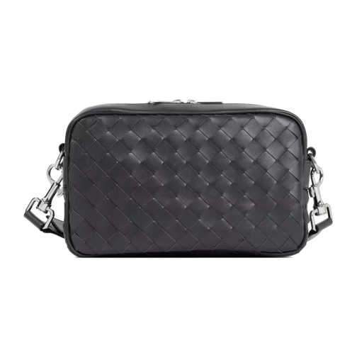 Bottega Veneta Ardoise Silver Leather Small Classic Camera Bag Black Schultertasche