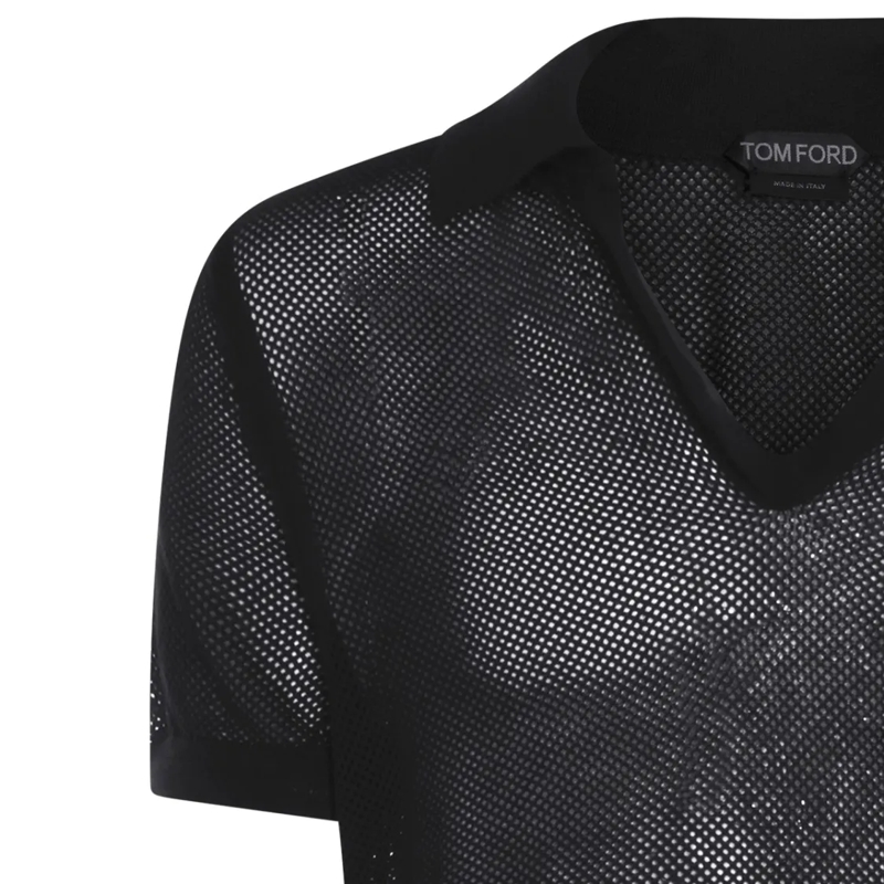 Tom Ford Polohemd Poloshirt mit Seide schwarz(Image 6)