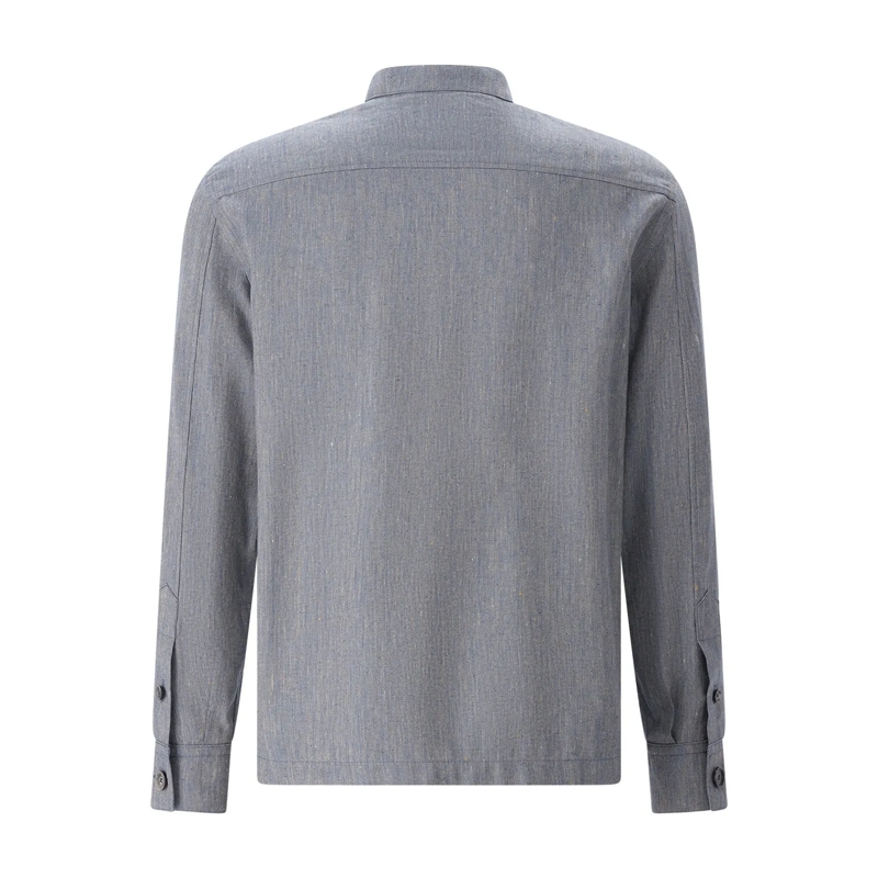 Emanuela Caruso Overgangsjas Overshirt mit Seide & Leinen blau(Image 8)