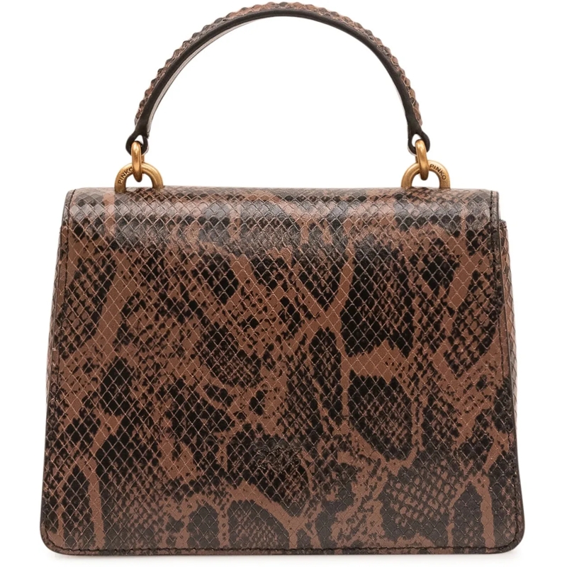 Pinko Schultertasche Borsa Love One Top Handle con Stampa Rettile braun(Image 4)