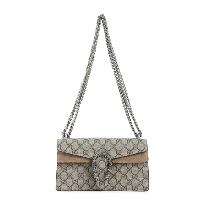 Gucci Schultertasche Nude Monogram Shoulder Bag With Crystal Clasp Grey