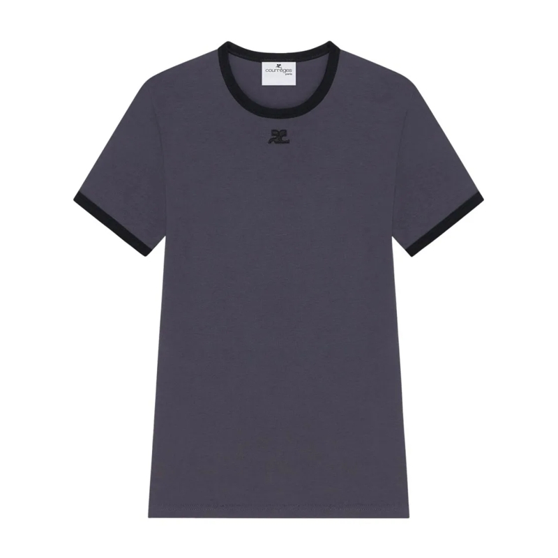 Courrèges T-shirt Fitted Black T-Shirt Grey