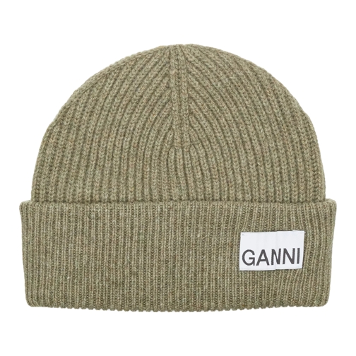 GANNI Light Structured Rib Knit Beanie Dusty Olive Cappello di lana