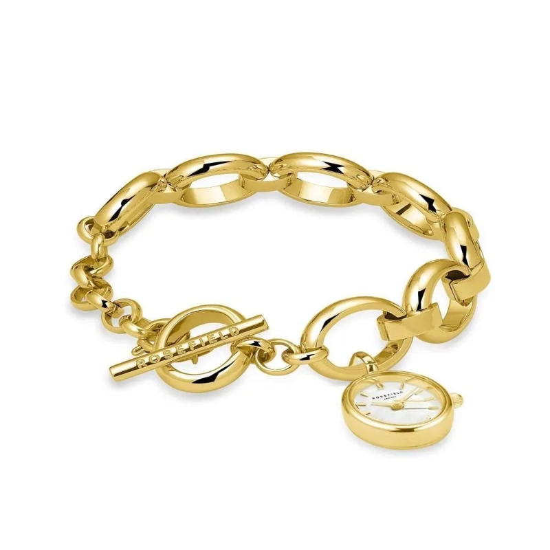 Rosefield Quarzuhr Damenuhr Oval Studio Kettenoptik gold