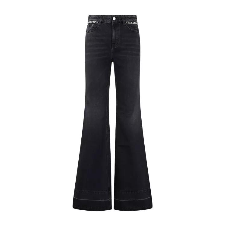 Stella McCartney - Falabella Chain Flare Black Cotton Jeans - Größe 25 - black