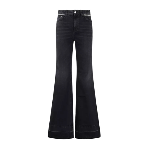 Stella McCartney Falabella Chain Flare Black Cotton Jeans Black 