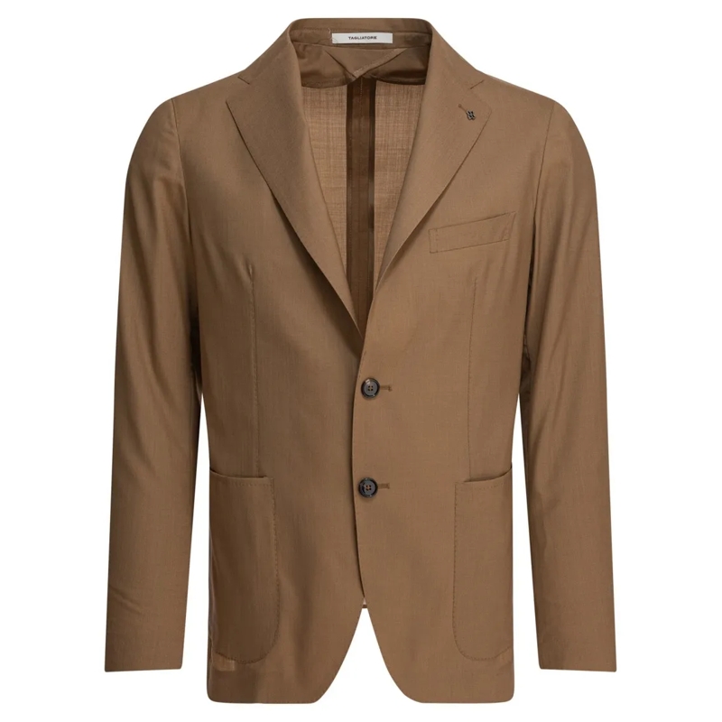 Tagliatore Blazer Beige Two-Button Jacket With Notch Lapels Brown