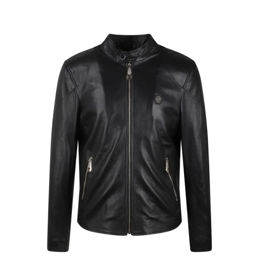 Philipp Plein Basic Leather Moto Jacket Black Lederjacken