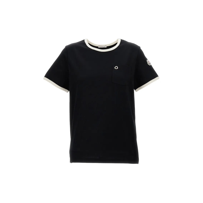 Moncler T-Shirt Embroidered Logo T-Shirt Black