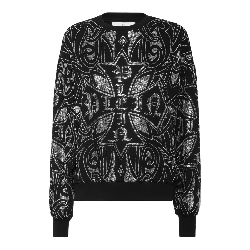 Philipp Plein Top Sweatshirt Ls Gothic Plein Verziert schwarz