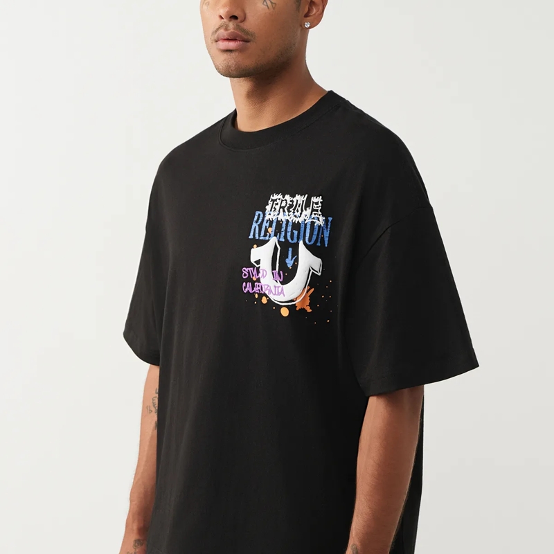 True Religion T-Shirt - Oversize Schnitt- Lockere Passform- Überschnit schwarz(Image 3)