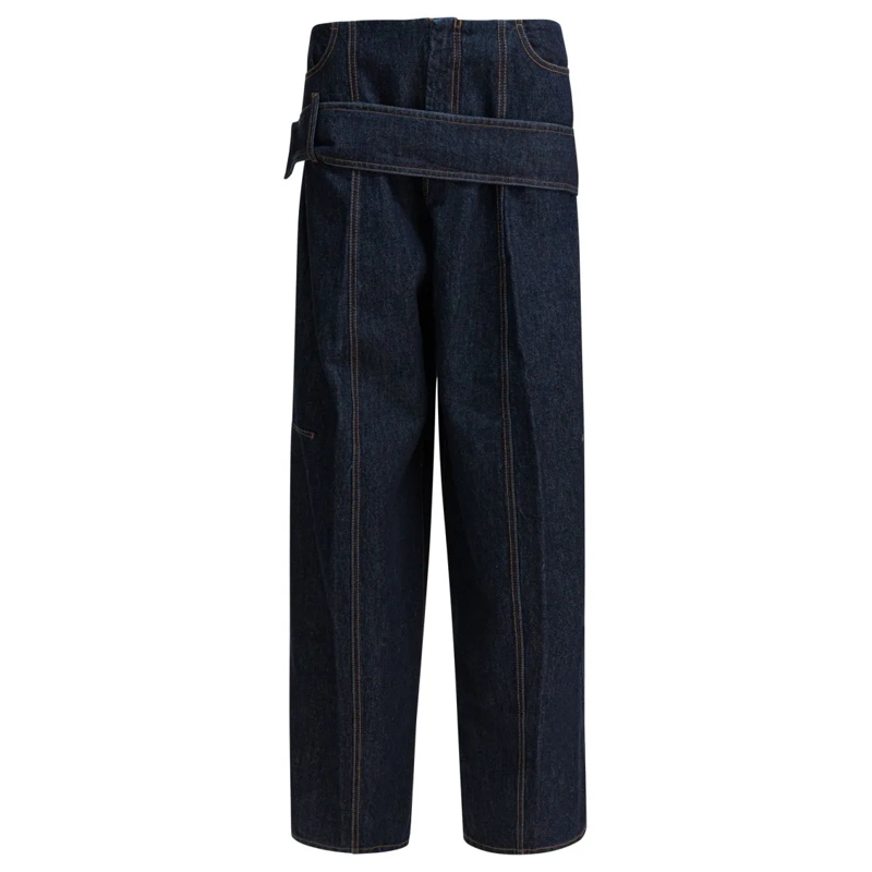 Max Mara Jeans Wide-Leg Flared Jeans With Distinctive Belt Detail Black