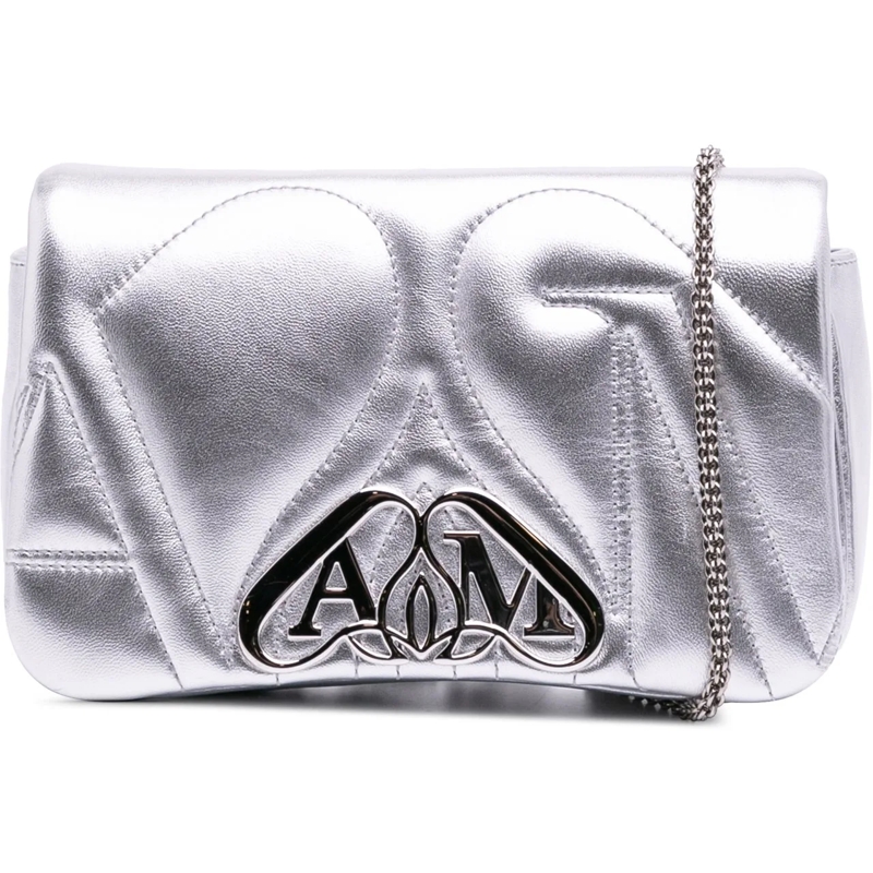 Alexander McQueen Sac à bandoulière Mini Lambskin The Seal Chain Crossbody silber
