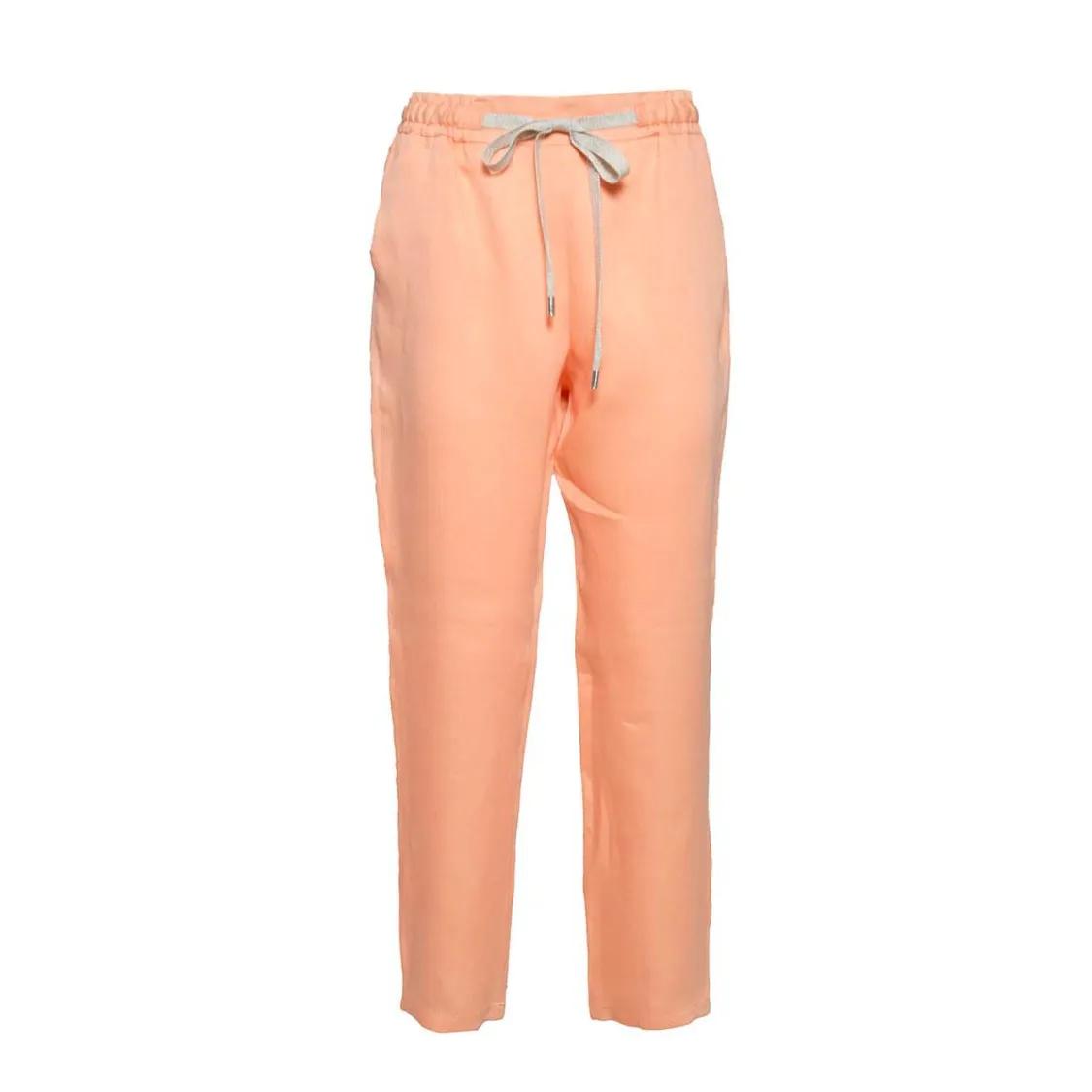 Thumbnail - Barba - Joke Straight Trousers In Peach Linen - Größe 44 - orange