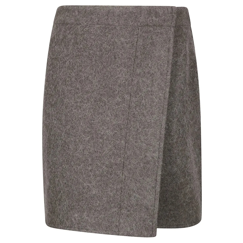 Lemaire Minirock Wrapover Skirt With Layered Design And Soft Drape Grey