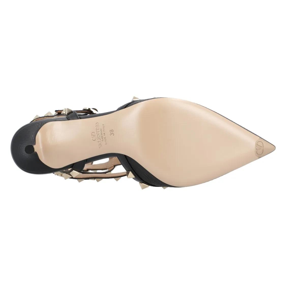 Thumbnail - Valentino Garavani Hohe Schuhe - Rockstud Décolleté Heels With Woven Leather Design - Gr. 38 (EU) - in Schwarz - für Dam...