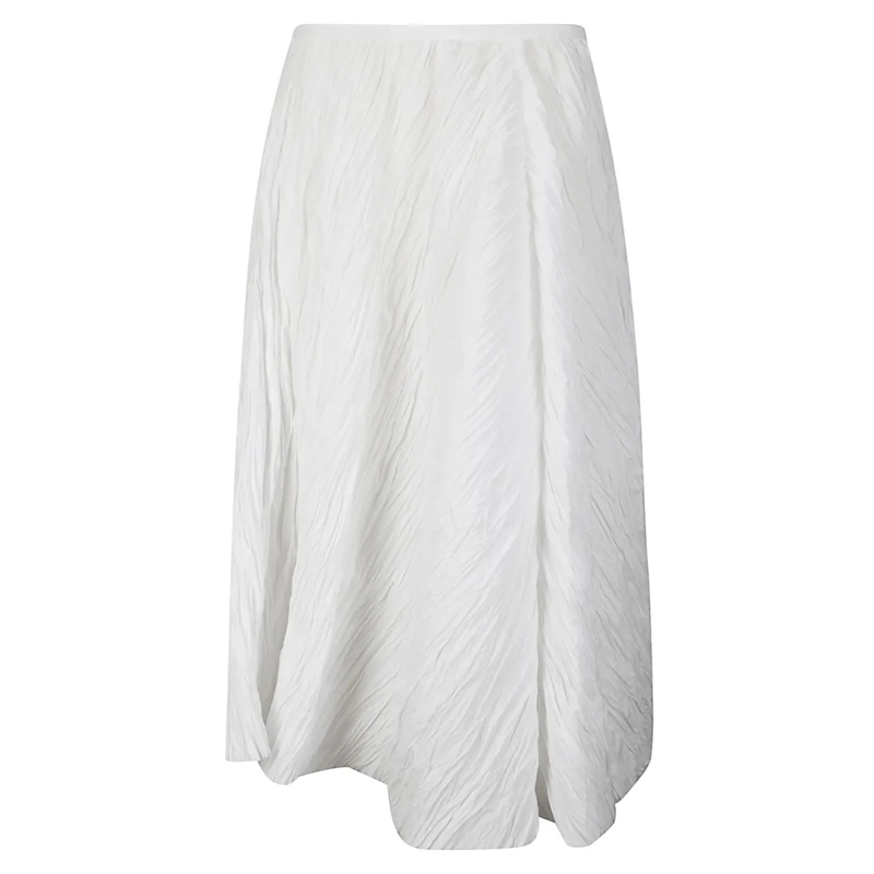 STEFANO MORTARI Jupe midi Pleat Effect High-Waisted Skirt White