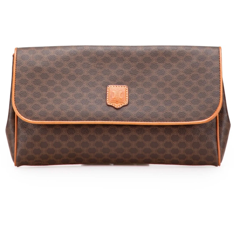 Celine Clutch Macadam Coated Canvas Clutch braun