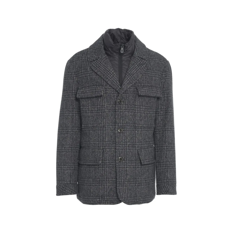 Peuterey  Glencheck Jacket With Removable Bib Grey