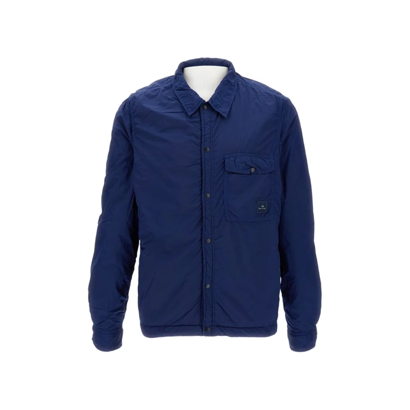 Paul Smith  Nylon Sports Jacket With Snap Button Closure Blue