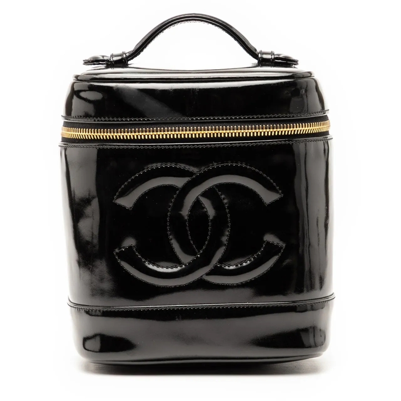 Chanel Necessaire CC Patent Vanity Bag schwarz