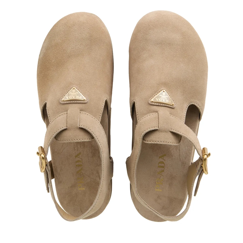 Prada Sandalen Logo Sandals Suede Ecru(Image 6)