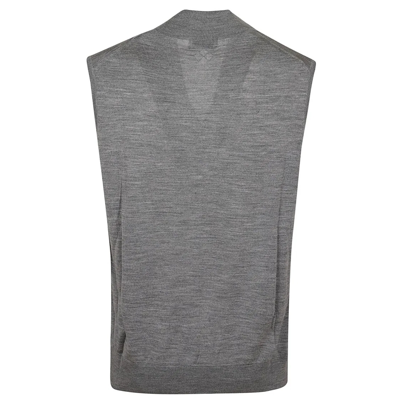 Ballantyne  Wool Waistcoat With Ribbed V-Neck And Button Front Grey
