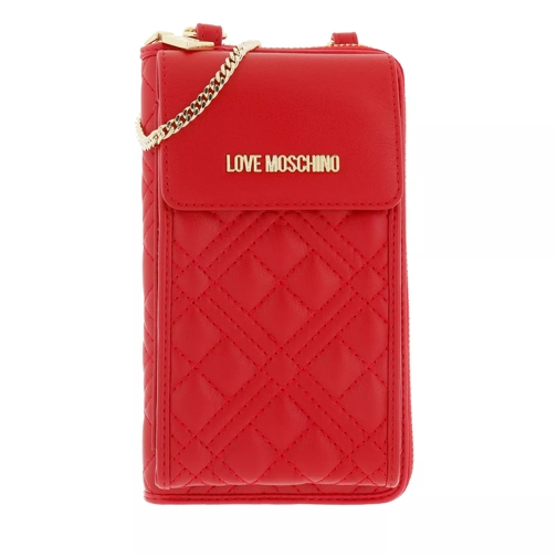 Love Moschino Portafogli Quilted Pu  Rosso Wallet On A Chain