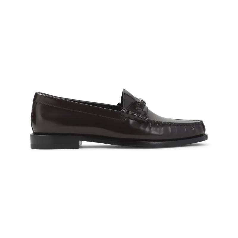 Celine Loafer Triomphe 15 Brown Bull Leather Loafers Black
