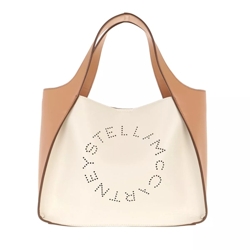 Stella McCartney Logo Crossbody Bag Eco Soft White Camel Rymlig shoppingväska