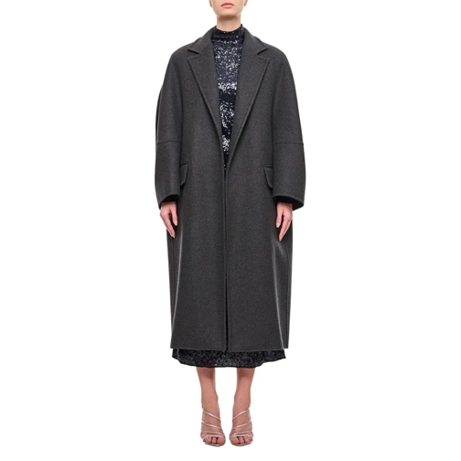 Max Mara Übergangsmäntel Asburgo Wool And Cashmere Oversize Belted Coat Black