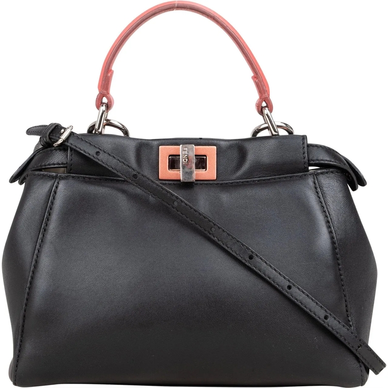 Fendi Fourre-tout Fendi Black Leather Peekaboo Handbag schwarz