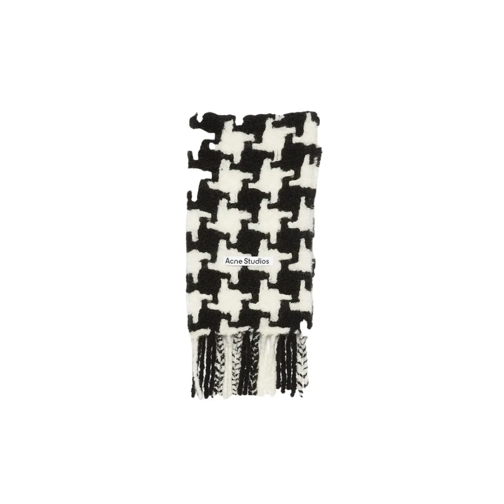 Acne Studios Leichter Schal Houndstooth Scarf In Black & White Black